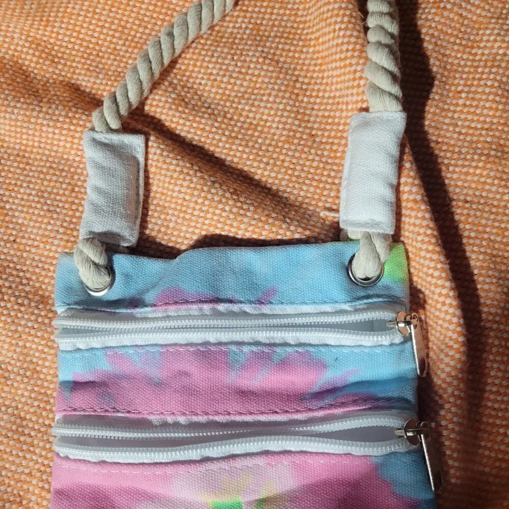Deerfield Beach Florida Tie Dye Double Zip Rope Purse NWOT